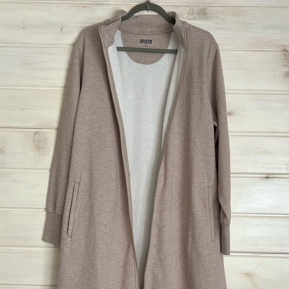 DULUTH Trading Co. Women's Souped-Up Fleece Zip Up Robe Beige Size XL Cozy Warm - Picture 4 of 15